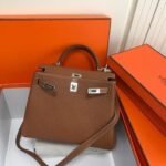 Replica Hermes Kelly Danse 20316 Designer Tote Shoulder Strap Bag Tan - Image 6
