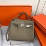 Replica Hermes Kelly Danse 20315 Designer Tote Shoulder Strap Bag Apricot - Image 6