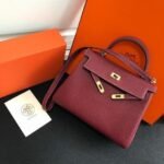 Replica Hermes Kelly Danse 20314 Designer Tote Shoulder Strap Bag Wine Red - Image 2