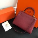 Replica Hermes Kelly Danse 20314 Designer Tote Shoulder Strap Bag Wine Red - Image 3