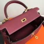 Replica Hermes Kelly Danse 20314 Designer Tote Shoulder Strap Bag Wine Red - Image 5