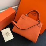 Replica Hermes Kelly Danse 20313 Designer Tote Shoulder Strap Bag Orange - Image 9