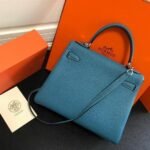 Replica Hermes Kelly Danse 20310 Designer Tote Shoulder Strap Bag Blue - Image 7