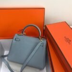 Replica Hermes Kelly Danse 20309 Designer Tote Shoulder Strap Bag Lake Blue - Image 3