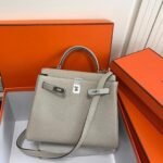 Replica Hermes Kelly Danse 20308 Designer Tote Shoulder Strap Bag Gray - Image 6
