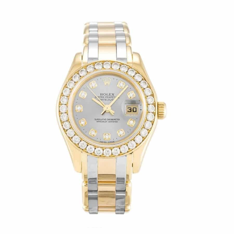 Rolex-PearlMaster-Grey-Diamond-Replica.jpg Rolex Tridor Pearlmaster Ladies Gold & Diamond 80298-0048 Replica - Image 1