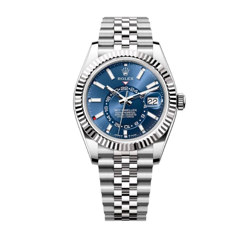 Rolex-Sky-Dweller.jpg Rolex Sky-Dweller Blue Dial Stainless Steel 336934 Jubilee Replica - Image 1