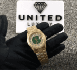 Rolex Datejust Yellow Gold Green Dial Iced out 118348 Replica - Image 3