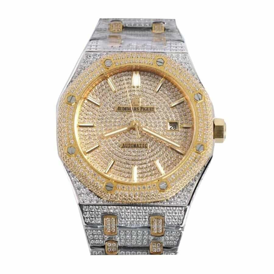 audemars-piguet-royal-oak-selfwinding-everose-gold-silver-15400sr-oo-1220sr-01-iced-out-replica.jpg Audemars Piguet Royal Oak Iced Out Yellow Gold Replica - Image 1