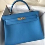 Replica Hermes Kelly Bag Hermes 19CM Epsom Shoulder Mini Bag Middle blue 20469