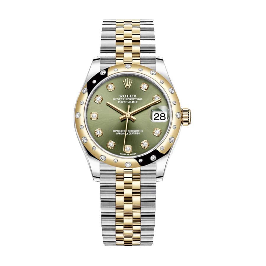 rolex-datejust-278273-31mm-yellow-gold-automatic-olive-green-set-with-diamonds-dial.jpg Datejust Olive Green Replica - Image 1