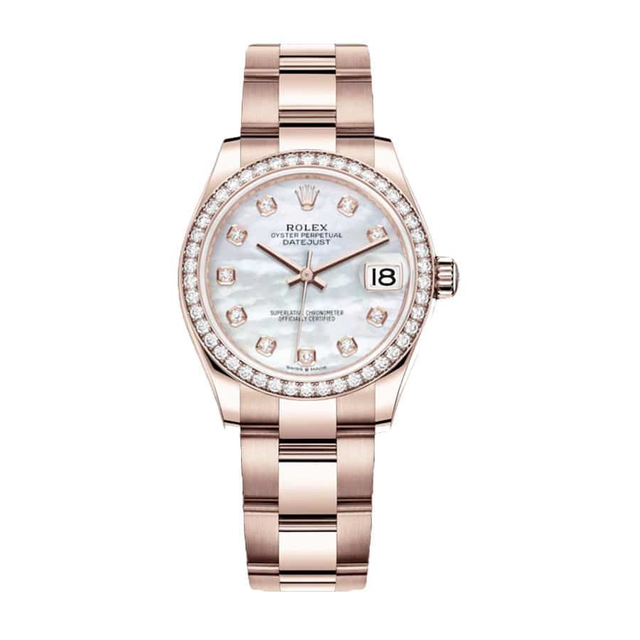 rolex-datejust-31mm-278245-everose-gold-automatic-mother-pearl-set-with-diamond-dial.jpg Rolex Everose Diamond Replica - Image 1