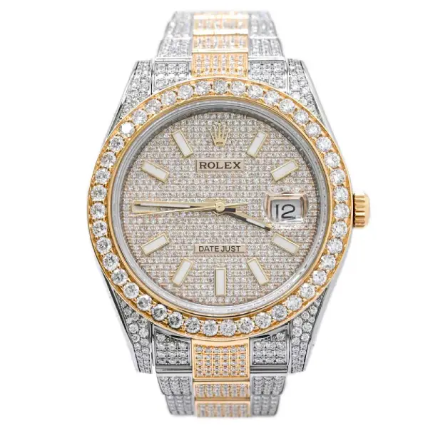 rolex-datejust-iced-out.webp Rolex Datejust 116333 Two Tone Yellow Gold Replica - Image 1