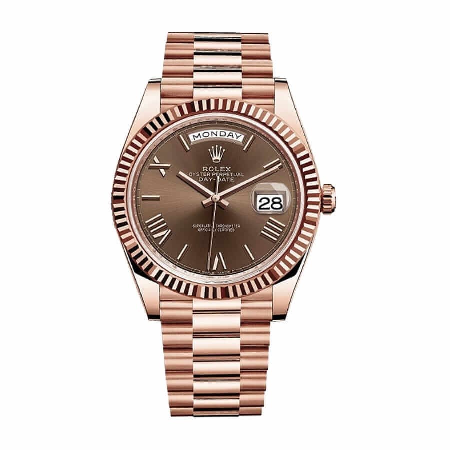 rolex-day-date-228235.jpg Rolex Day Date 228235 Rose Gold Chocolate Roman Dial Replica - Image 1