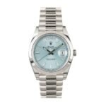 Rolex Day Date Ice Blue Baguette Dial Platinum Presidential 228206 Replica