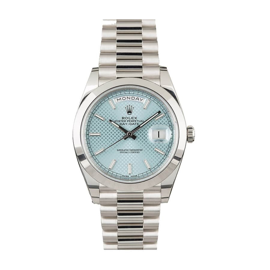 rolex-day-date-ice-blue-228206-replica.jpg Rolex Day Date Ice Blue Baguette Dial Platinum Presidential 228206 Replica - Image 1