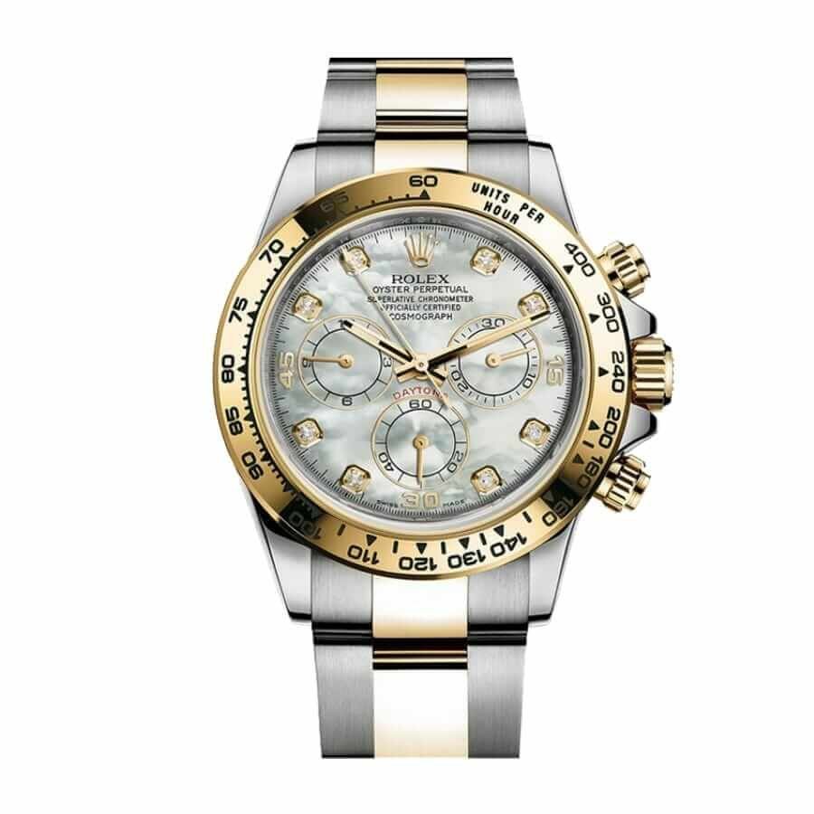 rolex-daytona-116523-mother-of-pearl-diamond-dial-two-tone.jpg Rolex Daytona 116500ln-0001 Mother Of Pearl Dial Replica - Image 1