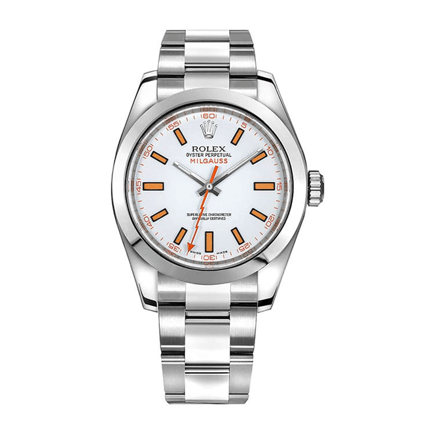 rolex-milgauss-white_dial_unitedluxury_front.png Rolex Milgauss 116400-0002 Oyster Replica - Image 1